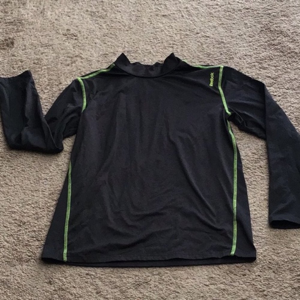 REEBOK boy's pullover shirt sz L , dark gray and neon green